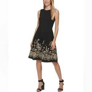 Black/Gold Embroidered Dress A-line Cocktail/Banquet Dress Women's Long Dress